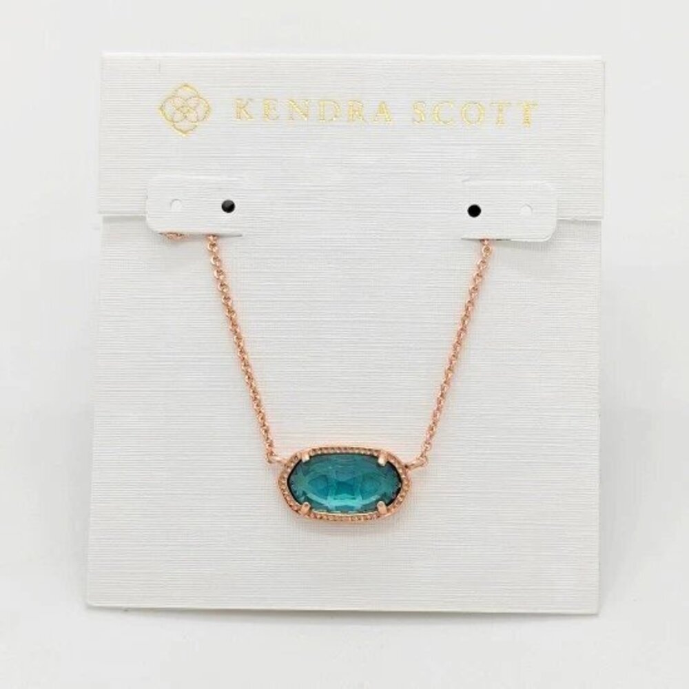 Kendra Scott Elisa Pendant Rose Gold Necklace In London Blue